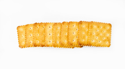 group of rectangular biscuits isolated on white background, horizontal view