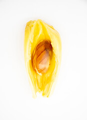 Jack fruit with jack fruit seeds, isolated on white background