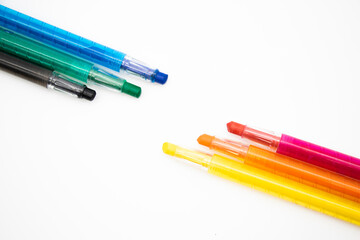 colorful of color pen isolated on white background