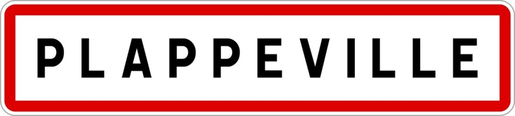 Fototapeta na wymiar Panneau entrée ville agglomération Plappeville / Town entrance sign Plappeville