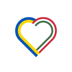 heart ribbon icon of ukraine and hungary flags. vector illustration isolated on white background