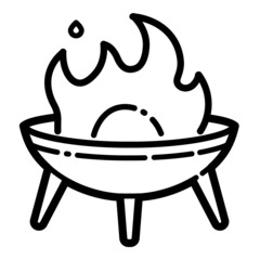 Bbq Fire Pit Flat Icon Isolated On White Background