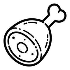 Tasty Ham Flat Icon Isolated On White Background