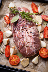Raw pork prepared for roasting