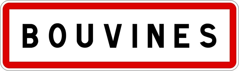 Panneau entrée ville agglomération Bouvines / Town entrance sign Bouvines
