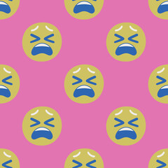 Seamless vector facial expression pattern. Repeat chat smiles background for fabric, textile, wrapping, cover etc.