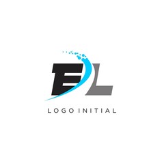 Initials EL abstract curved lines logo - obrazy, fototapety, plakaty