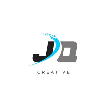 Initials JQ abstract curved lines logo