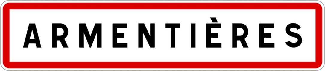 Panneau entrée ville agglomération Armentières / Town entrance sign Armentières