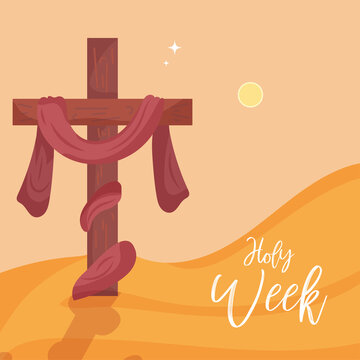 Cloaked cross Jesus Christ Holy week Vector