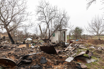 War in Ukraine. Village Andriivka after the Russian invasion