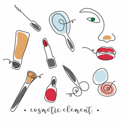 cosmetic elements line art set