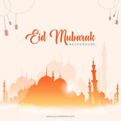 Eid Mubarak background design template. The Eid Mubarak background silhouette template design for your graphic design works with space for text.