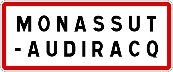Panneau entrée ville agglomération Monassut-Audiracq / Town entrance sign Monassut-Audiracq