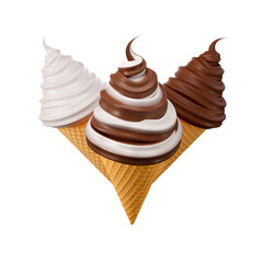 3D Ice cream in wafer cones