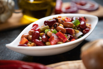 Mixed bean salad, healthy vegetarian meal