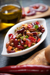 Mixed bean salad, healthy vegetarian meal