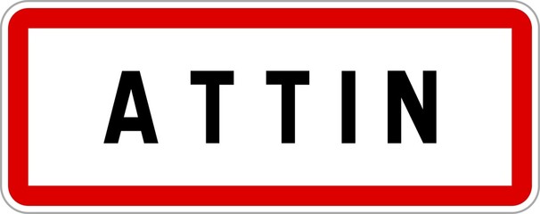 Panneau entrée ville agglomération Attin / Town entrance sign Attin
