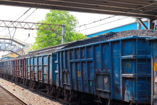 Indian railway Freight Carrier train for carrying oil and Coal on 29th April 2024, Burdwan,  India