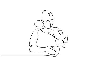 a pregnant mother and her little child hug her belly and love her newborn sibling