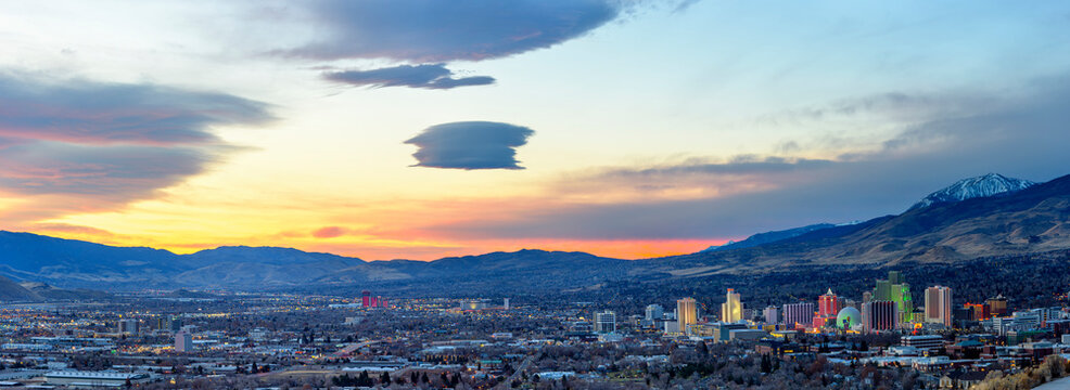 Reno, Nevada skyline at dawn