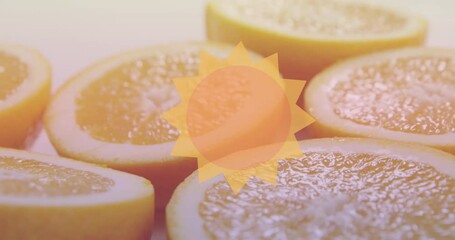 Animation of sun icon over oranges