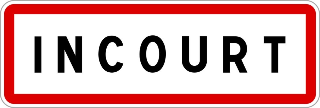 Panneau entrée ville agglomération Incourt / Town entrance sign Incourt