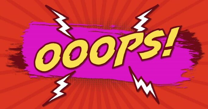 Animation of ooops text on red background