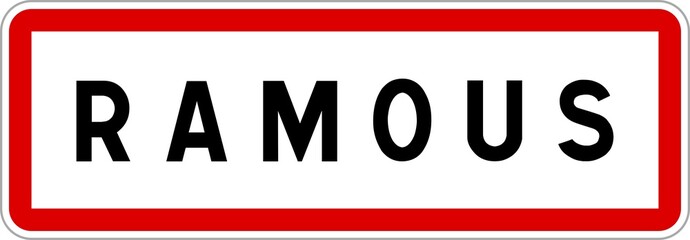 Panneau entrée ville agglomération Ramous / Town entrance sign Ramous