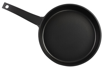 black frying pan with a non-stick coating isolated on white background with clipping path. Top view.