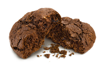 chocolate cookies isolated on white background with clipping path and full depth of field