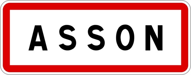 Panneau entrée ville agglomération Asson / Town entrance sign Asson