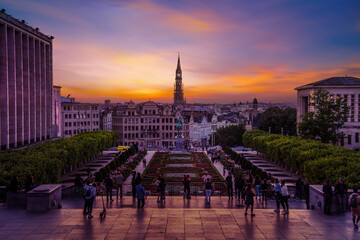 The park Mont des Arts in Brussels, Belgium