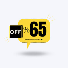 65%Unlimited special offer (with yellow balloon and shadow with discount)