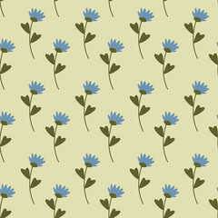 seamless pattern with blue flower