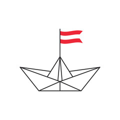 Paper boat icon. A boat with the flag of Austria. Vector illustration