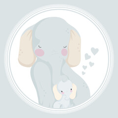 elephant mom with baby card