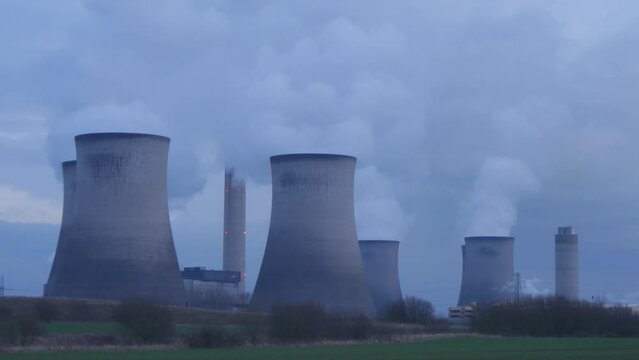 Close up time lapse of cooling towers Pro Res 4:2:2