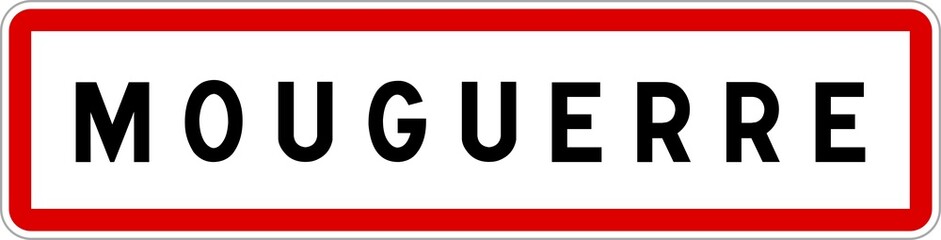 Fototapeta premium Panneau entrée ville agglomération Mouguerre / Town entrance sign Mouguerre