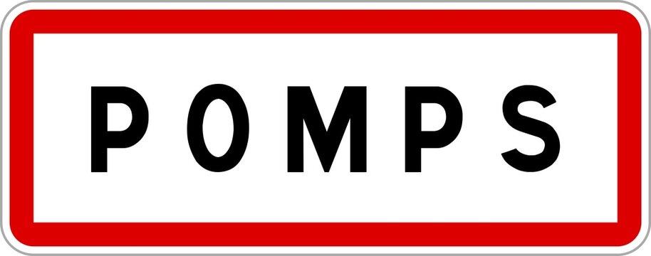 Panneau entr&eacute;e ville agglom&eacute;ration Pomps / Town entrance sign Pomps