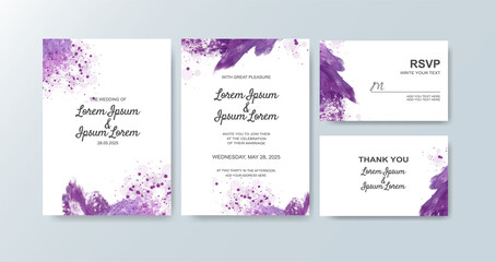 Wedding invitation with abstract watercolor background