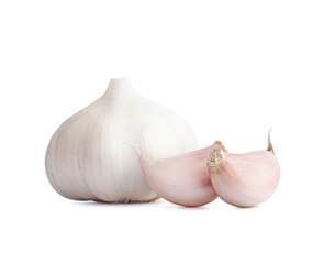 garlic cloves on a white isolated background
