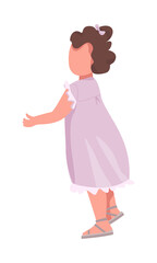 Little girl making first steps semi flat color vector character. Walking figure. Child development. Full body person on white. Simple cartoon style illustration for web graphic design and animation