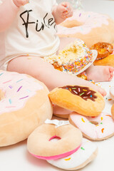 Baby First Birthday Cake Smash Donut Grow Up Theme Donuts Dessert Sprinkles Party