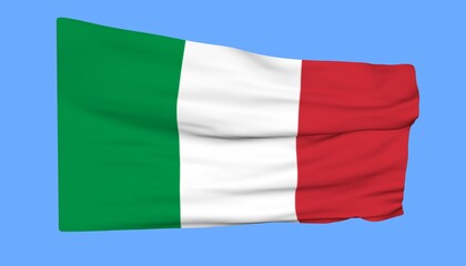 Obraz premium Flag of Italy on a blue background. 3D render.