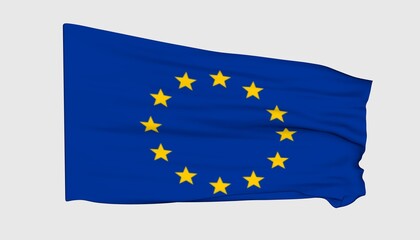 Flag of the European Union on a white background. 3D render.
