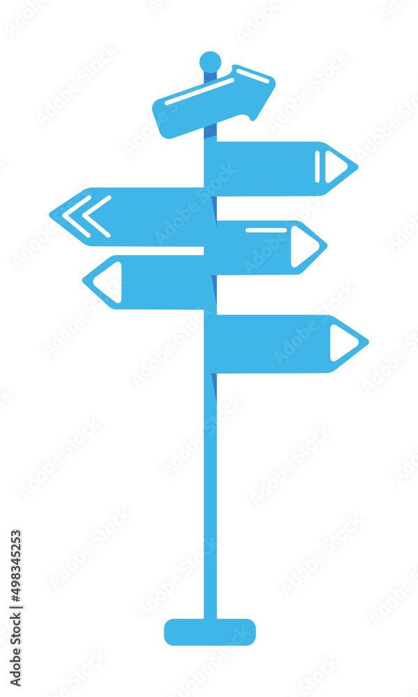 Poster street pointers semi flat color vector object. full sized item on white. choosing direction. setting