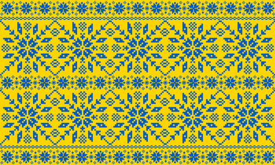 Ukrainian embroidery in national yellow and blue colors
