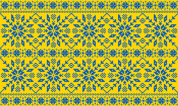 Ukrainian embroidery in national yellow and blue colors