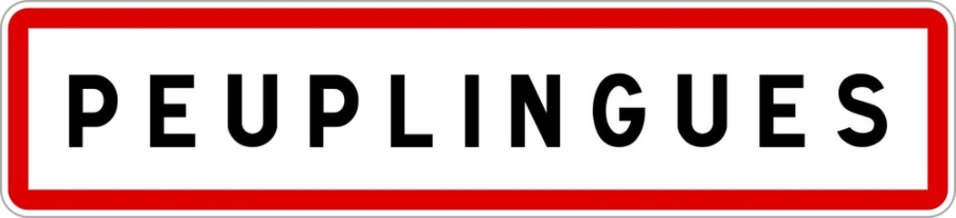 Panneau entrée ville agglomération Peuplingues / Town entrance sign Peuplingues